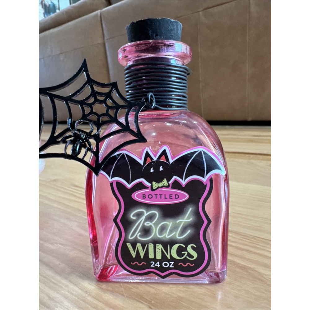 Ashland Electric Halloween Glass Bottle Tabletop Decor Bottled Bat Wings